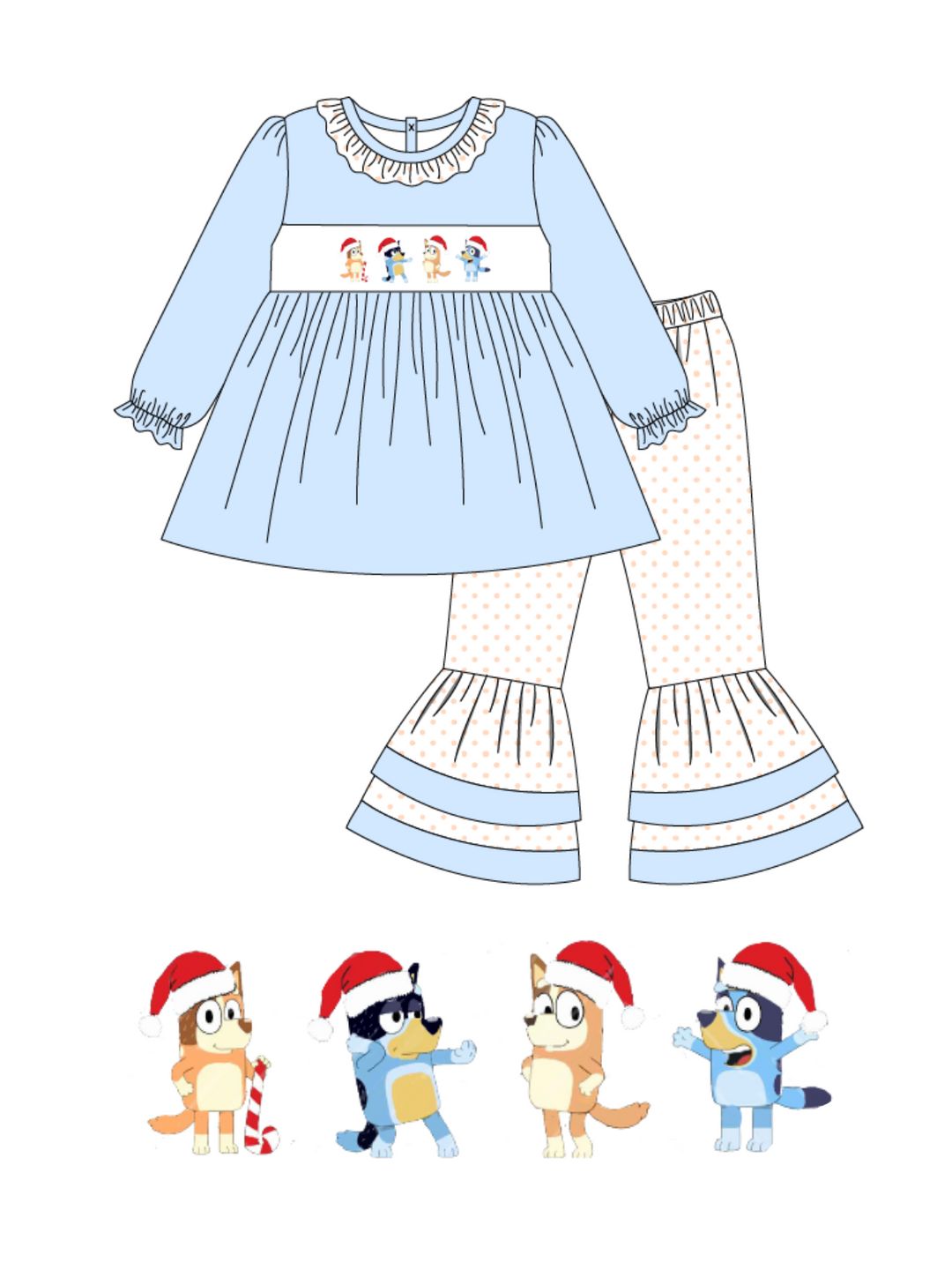 I'll Be Bluey Christmas Pants Set - Girls