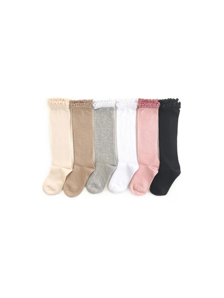 Lace Top Knee High Socks - White | Little Stocking Co.