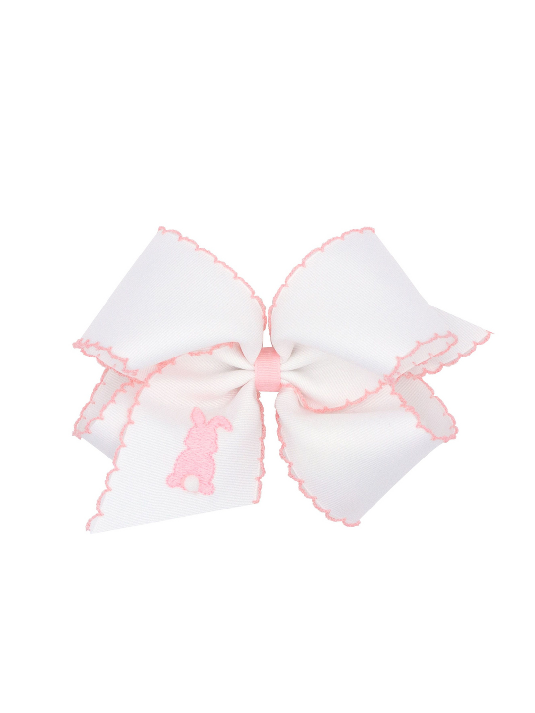 Embroidered PInk Bunny Moonstitch King Bow | Wee Ones