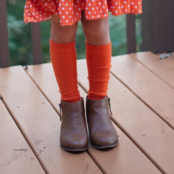 Cable Knee High Socks - Tangerine - Orange Poppy Boutique