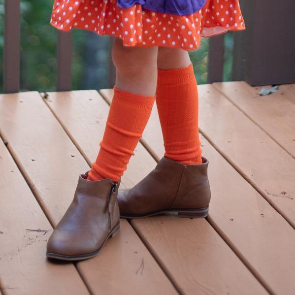 Cable Knee High Socks - Tangerine - Orange Poppy Boutique
