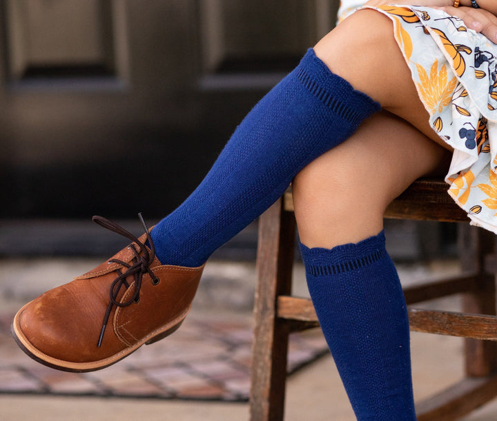 Cable Knee High Socks - Navy - Orange Poppy Boutique