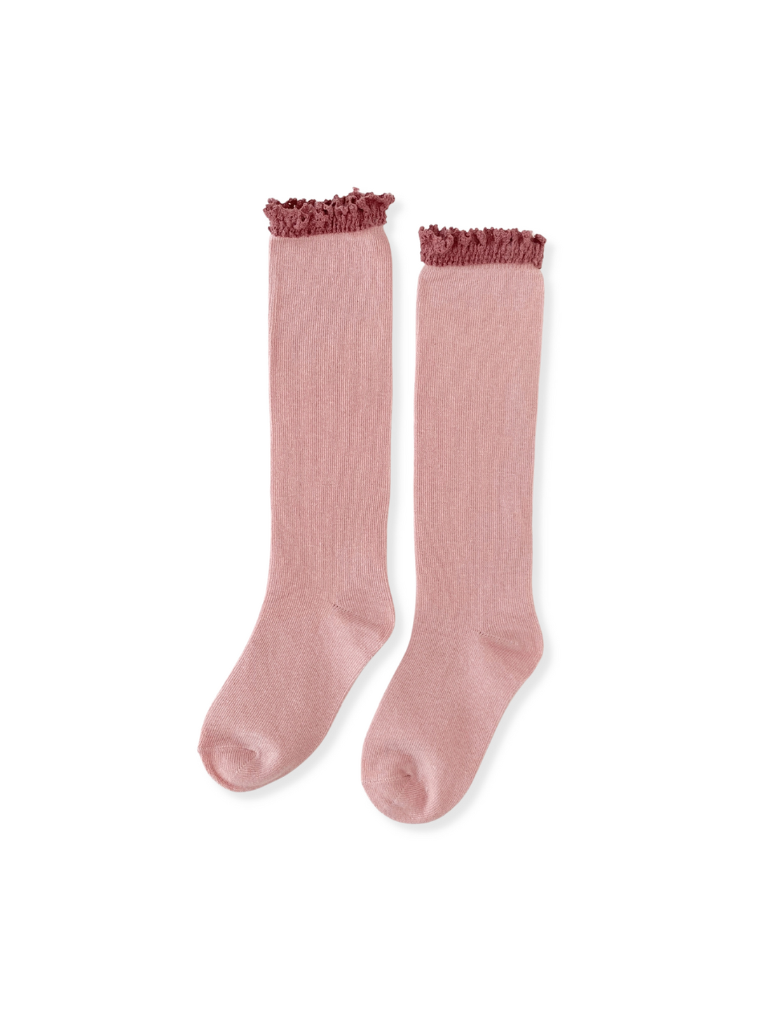 Lace Top Knee High Socks - Blush | Little Stocking Co.