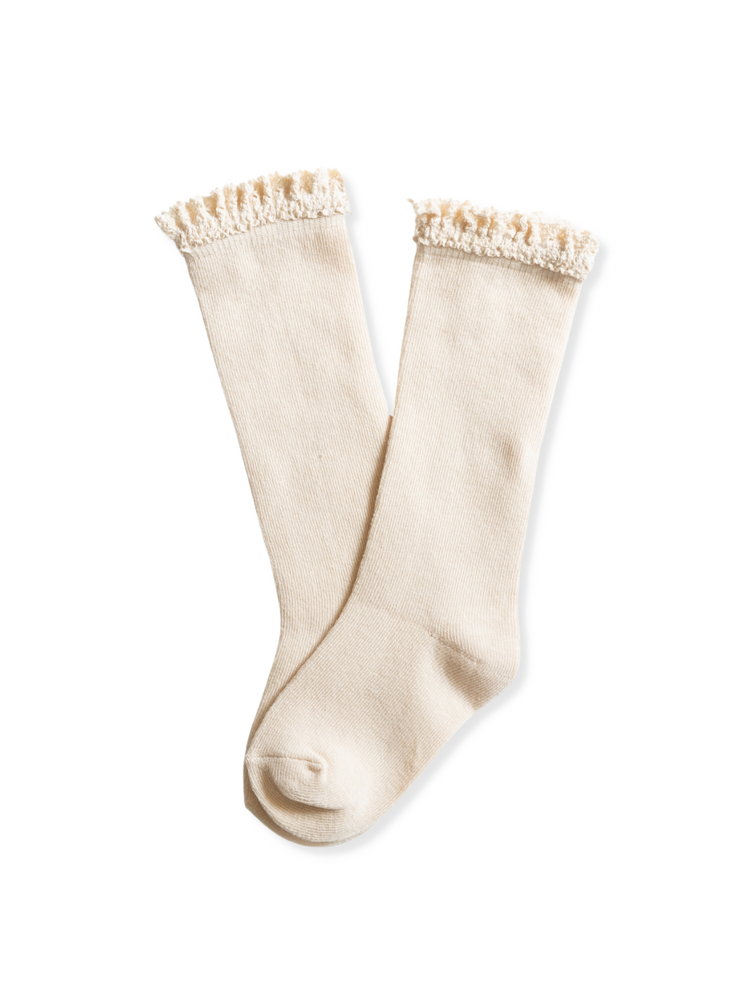 Lace Top Knee High Socks - Vanilla Cream | Little Stocking Co.