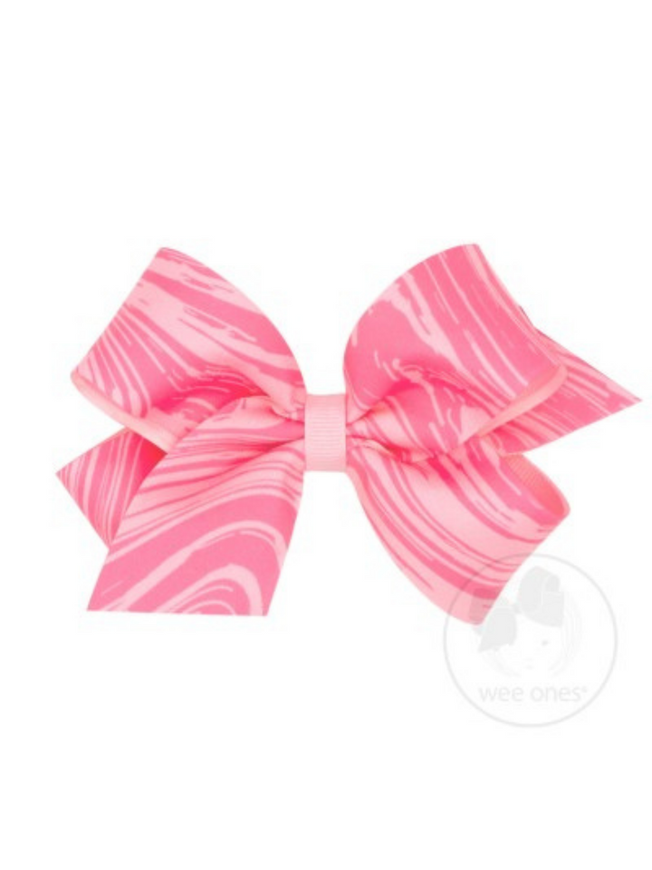 Pink Marble Grosgrain Bow | Wee Ones