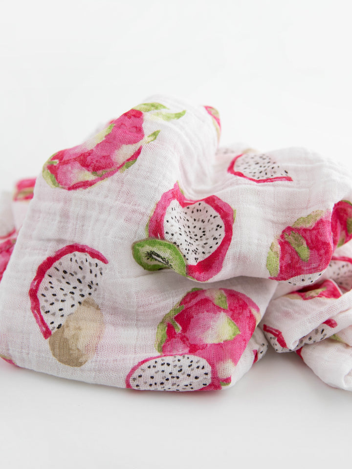 Cotton Muslin Swaddle Blanket - Dragon Fruit