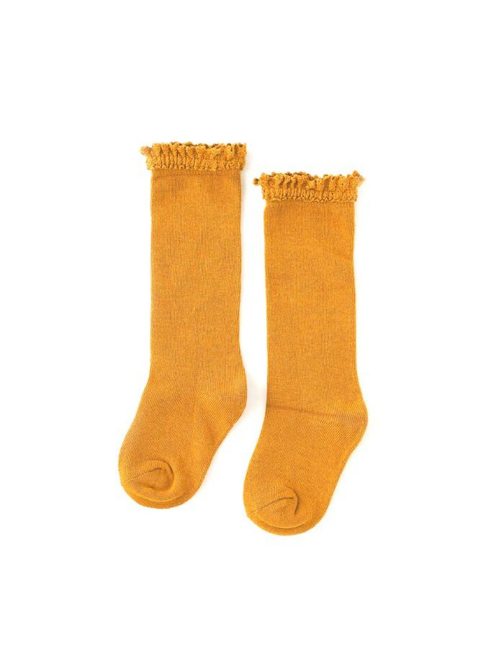 Lace Top Knee High Socks - Marigold | Little Stocking Co.