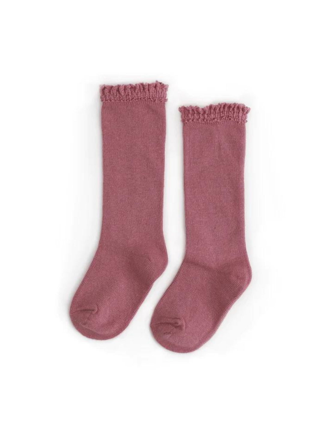 Lace Top Knee High Socks - Mauve Rose | Little Stocking Co.