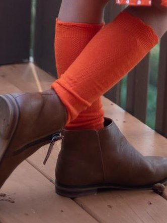Cable Knee High Socks - Tangerine